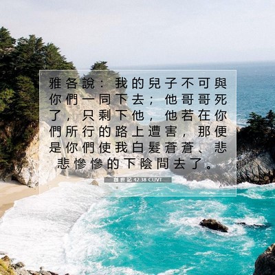Picture 07 - 創 世 記 42:38 CUVT - 雅 各 說 ： 我 的 兒 子 不 可 與 你 - Bible Verse Picture
