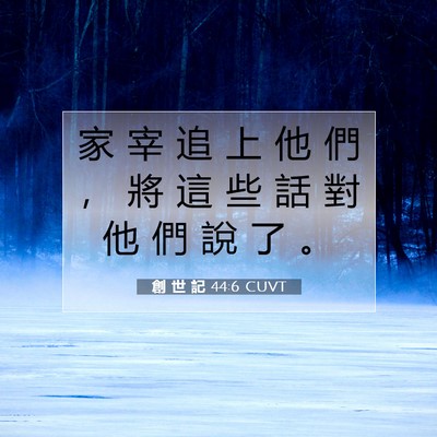 Picture 07 - 創 世 記 44:6 CUVT - 家 宰 追 上 他 們 ， 將 這 些 話 對 - Bible Verse Picture