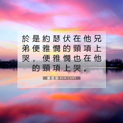 Picture 07 - 創 世 記 45:14 CUVT - 於 是 約 瑟 伏 在 他 兄 弟 便 雅 憫 - Bible Verse Picture