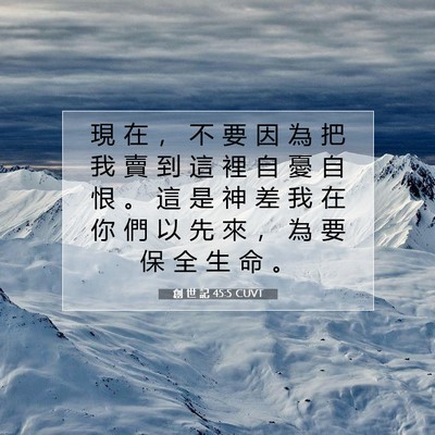 Picture 07 - 創 世 記 45:5 CUVT - 現 在 ， 不 要 因 為 把 我 賣 到 這 - Bible Verse Picture