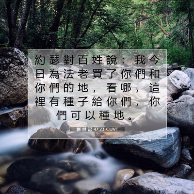 Picture 07 - 創 世 記 47:23 CUVT - 約 瑟 對 百 姓 說 ： 我 今 日 為 法 - Bible Verse Picture