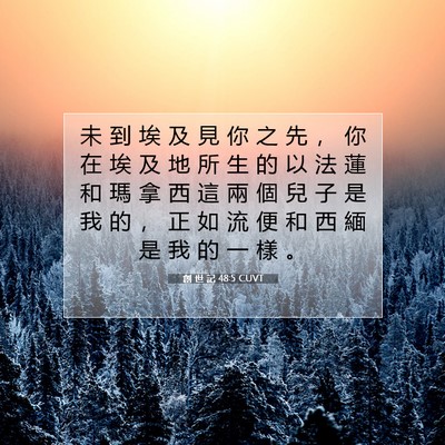 Picture 07 - 創 世 記 48:5 CUVT - 未 到 埃 及 見 你 之 先 ， 你 在 埃 - Bible Verse Picture