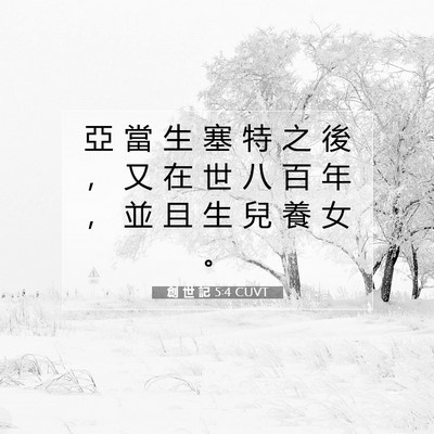 Picture 07 - 創 世 記 5:4 CUVT - 亞 當 生 塞 特 之 後 ， 又 在 世 八 - Bible Verse Picture