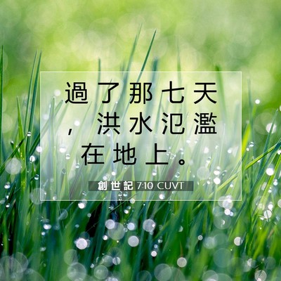 Picture 07 - 創 世 記 7:10 CUVT - 過 了 那 七 天 ， 洪 水 氾 濫 在 地 - Bible Verse Picture