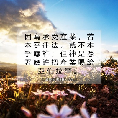 Picture 07 - 加 拉 太 書 3:18 CUVT - 因 為 承 受 產 業 ， 若 本 乎 律 法 - Bible Verse Picture
