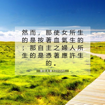 Picture 07 - 加 拉 太 書 4:23 CUVT - 然 而 ， 那 使 女 所 生 的 是 按 著 - Bible Verse Picture