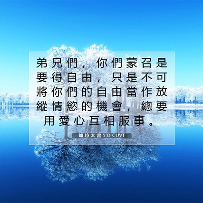 Picture 07 - 加 拉 太 書 5:13 CUVT - 弟 兄 們 ， 你 們 蒙 召 是 要 得 自 - Bible Verse Picture