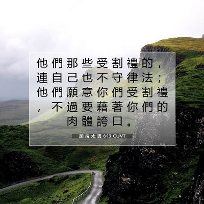 Picture 07 - 加 拉 太 書 6:13 CUVT - 他 們 那 些 受 割 禮 的 ， 連 自 己 - Bible Verse Picture