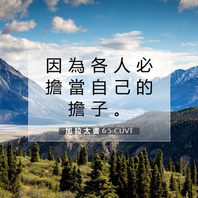 Picture 07 - 加 拉 太 書 6:5 CUVT - 因 為 各 人 必 擔 當 自 己 的 擔 子 - Bible Verse Picture