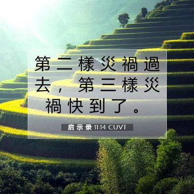 Picture 07 - 启 示 录 11:14 CUVT - 第 二 樣 災 禍 過 去 ， 第 三 樣 災 - Bible Verse Picture