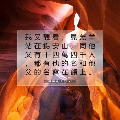Picture 07 - 启 示 录 14:1 CUVT - 我 又 觀 看 ， 見 羔 羊 站 在 錫 安 - Bible Verse Picture