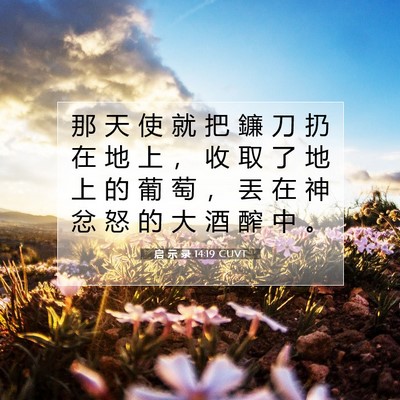 Picture 07 - 启 示 录 14:19 CUVT - 那 天 使 就 把 鐮 刀 扔 在 地 上 ， - Bible Verse Picture