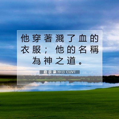 Picture 07 - 启 示 录 19:13 CUVT - 他 穿 著 濺 了 血 的 衣 服 ； 他 的 - Bible Verse Picture