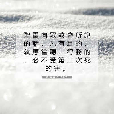 Picture 07 - 启 示 录 2:11 CUVT - 聖 靈 向 眾 教 會 所 說 的 話 ， 凡 - Bible Verse Picture