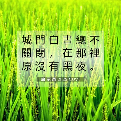Picture 07 - 启 示 录 21:25 CUVT - 城 門 白 晝 總 不 關 閉 ， 在 那 裡 - Bible Verse Picture