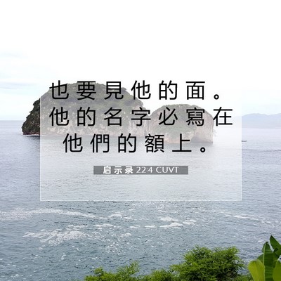 Picture 07 - 启 示 录 22:4 CUVT - 也 要 見 他 的 面 。 他 的 名 字 必 - Bible Verse Picture