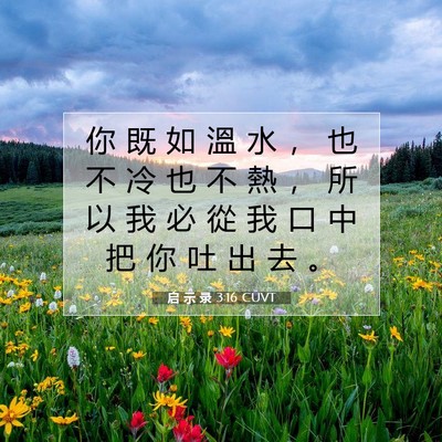 Picture 07 - 启 示 录 3:16 CUVT - 你 既 如 溫 水 ， 也 不 冷 也 不 熱 - Bible Verse Picture