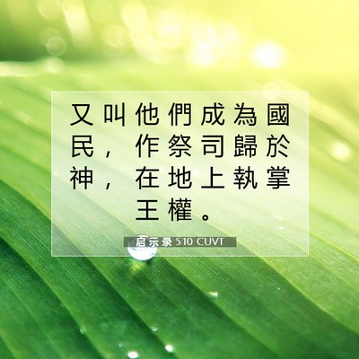 Picture 07 - 启 示 录 5:10 CUVT - 又 叫 他 們 成 為 國 民 ， 作 祭 司 - Bible Verse Picture