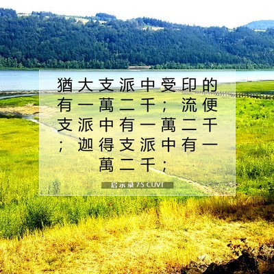 Picture 07 - 启 示 录 7:5 CUVT - 猶 大 支 派 中 受 印 的 有 一 萬 二 - Bible Verse Picture