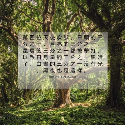 Picture 07 - 启 示 录 8:12 CUVT - 第 四 位 天 使 吹 號 ， 日 頭 的 三 - Bible Verse Picture