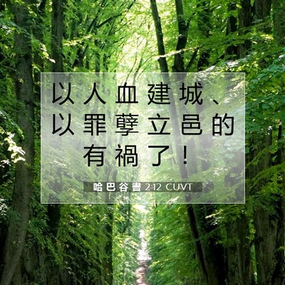 Picture 07 - 哈 巴 谷 書 2:12 CUVT - 以 人 血 建 城 、 以 罪 孽 立 邑 的 - Bible Verse Picture