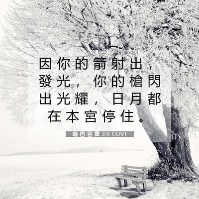 Picture 07 - 哈 巴 谷 書 3:11 CUVT - 因 你 的 箭 射 出 ， 發 光 ， 你 的 - Bible Verse Picture