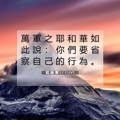 Picture 07 - 哈 該 書 1:7 CUVT - 萬 軍 之 耶 和 華 如 此 說 ： 你 們 - Bible Verse Picture