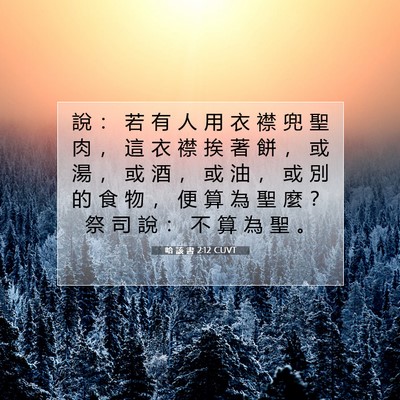 Picture 07 - 哈 該 書 2:12 CUVT - 說 ： 若 有 人 用 衣 襟 兜 聖 肉 ， - Bible Verse Picture