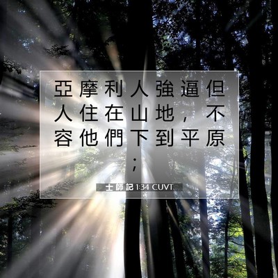 Picture 07 - 士 師 記 1:34 CUVT - 亞 摩 利 人 強 逼 但 人 住 在 山 地 - Bible Verse Picture