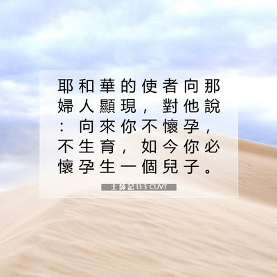 Picture 07 - 士 師 記 13:3 CUVT - 耶 和 華 的 使 者 向 那 婦 人 顯 現 - Bible Verse Picture