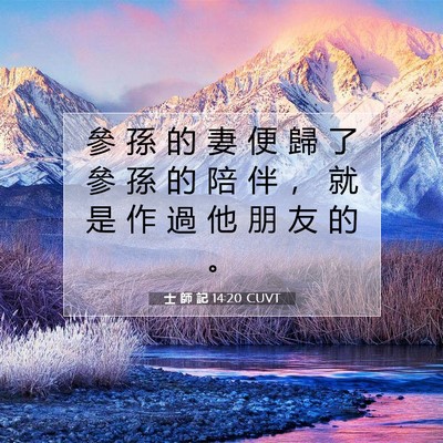 Picture 07 - 士 師 記 14:20 CUVT - 參 孫 的 妻 便 歸 了 參 孫 的 陪 伴 - Bible Verse Picture