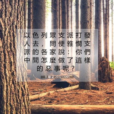 Picture 07 - 士 師 記 20:12 CUVT - 以 色 列 眾 支 派 打 發 人 去 ， 問 - Bible Verse Picture