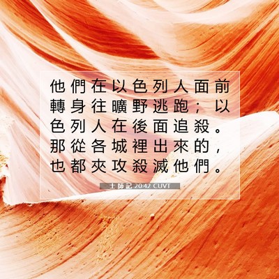 Picture 07 - 士 師 記 20:42 CUVT - 他 們 在 以 色 列 人 面 前 轉 身 往 - Bible Verse Picture