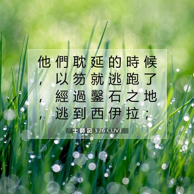 Picture 07 - 士 師 記 3:26 CUVT - 他 們 耽 延 的 時 候 ， 以 笏 就 逃 - Bible Verse Picture