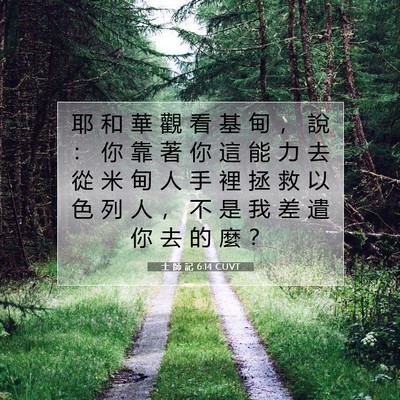 Picture 07 - 士 師 記 6:14 CUVT - 耶 和 華 觀 看 基 甸 ， 說 ： 你 靠 - Bible Verse Picture