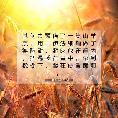 Picture 07 - 士 師 記 6:19 CUVT - 基 甸 去 預 備 了 一 隻 山 羊 羔 ， - Bible Verse Picture