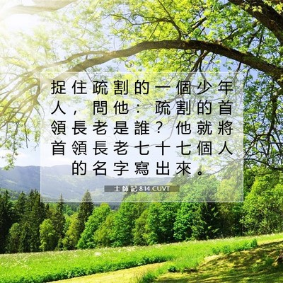 Picture 07 - 士 師 記 8:14 CUVT - 捉 住 疏 割 的 一 個 少 年 人 ， 問 - Bible Verse Picture