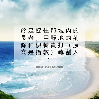 Picture 07 - 士 師 記 8:16 CUVT - 於 是 捉 住 那 城 內 的 長 老 ， 用 - Bible Verse Picture