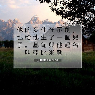 Picture 07 - 士 師 記 8:31 CUVT - 他 的 妾 住 在 示 劍 ， 也 給 他 生 - Bible Verse Picture