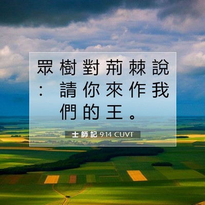 Picture 07 - 士 師 記 9:14 CUVT - 眾 樹 對 荊 棘 說 ： 請 你 來 作 我 - Bible Verse Picture