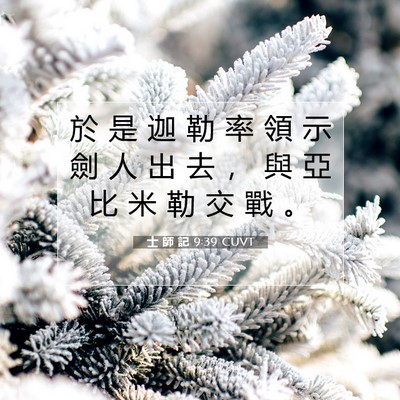 Picture 07 - 士 師 記 9:39 CUVT - 於 是 迦 勒 率 領 示 劍 人 出 去 ， - Bible Verse Picture