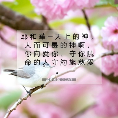 Picture 07 - 尼 希 米 記 1:5 CUVT - 耶 和 華 ─ 天 上 的 神 ， 大 而 可 - Bible Verse Picture
