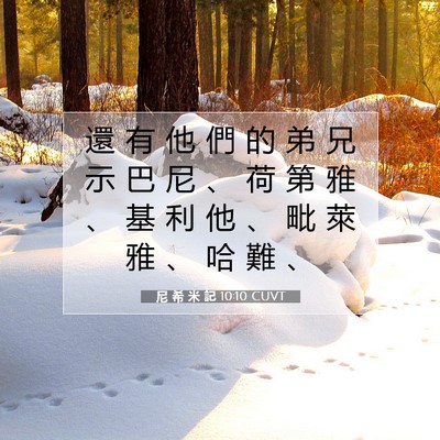 Picture 07 - 尼 希 米 記 10:10 CUVT - 還 有 他 們 的 弟 兄 示 巴 尼 、 荷 - Bible Verse Picture