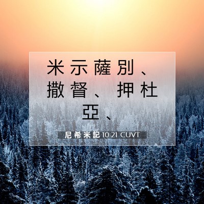 Picture 07 - 尼 希 米 記 10:21 CUVT - 米 示 薩 別 、 撒 督 、 押 杜 亞 - Bible Verse Picture