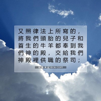 Picture 07 - 尼 希 米 記 10:36 CUVT - 又 照 律 法 上 所 寫 的 ， 將 我 們 - Bible Verse Picture