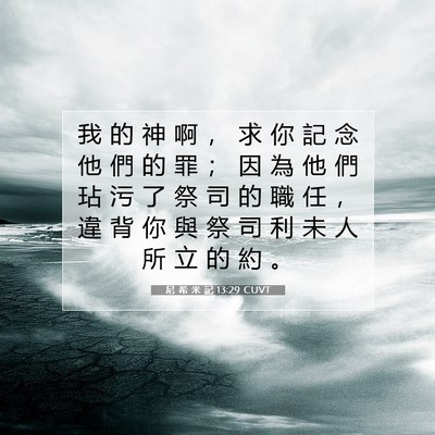 Picture 07 - 尼 希 米 記 13:29 CUVT - 我 的 神 啊 ， 求 你 記 念 他 們 的 - Bible Verse Picture