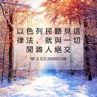 Picture 07 - 尼 希 米 記 13:3 CUVT - 以 色 列 民 聽 見 這 律 法 ， 就 與 - Bible Verse Picture