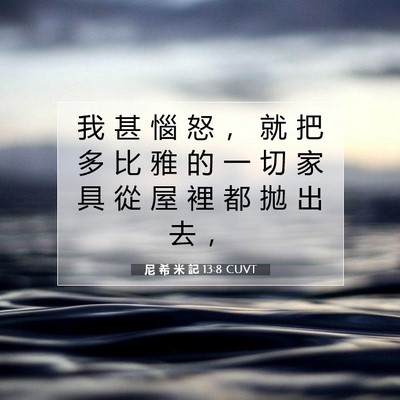 Picture 07 - 尼 希 米 記 13:8 CUVT - 我 甚 惱 怒 ， 就 把 多 比 雅 的 一 - Bible Verse Picture