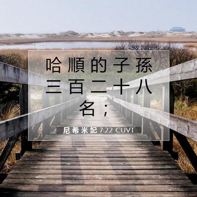 Picture 07 - 尼 希 米 記 7:22 CUVT - 哈 順 的 子 孫 三 百 二 十 八 名 - Bible Verse Picture