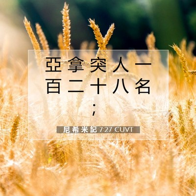 Picture 07 - 尼 希 米 記 7:27 CUVT - 亞 拿 突 人 一 百 二 十 八 名 - Bible Verse Picture